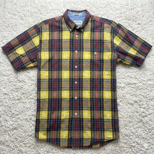 Orvis Shirt Medium Plaid Cotton Button Down Collared Short Sleeve Seersucker